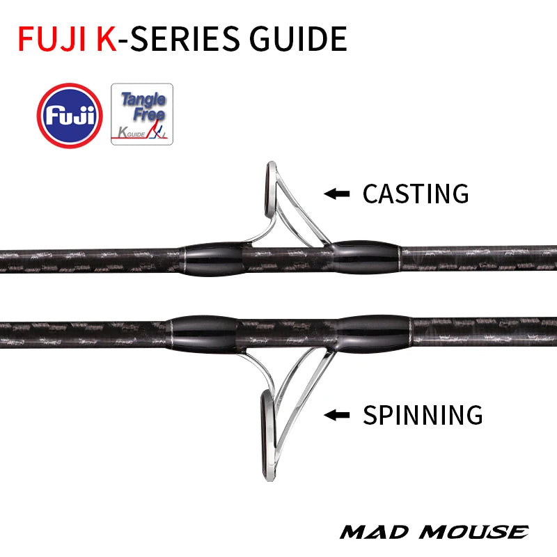 MADMOUSE Japan Fuji Parts Slow Jigging Rod game jigger1.98M PE 3-6 JIG150-400G 20kgs Spinning/casting Boat Rod Ocean Fishing Rod