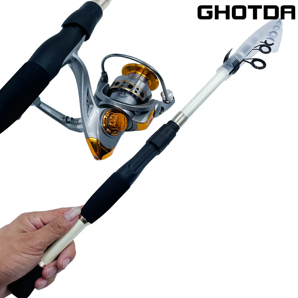 Ghotda 1.6-2.4M Telescopic Lure Rod With  Spining Reel combination High Speed Reel DC1000/2000/3000/4000Series