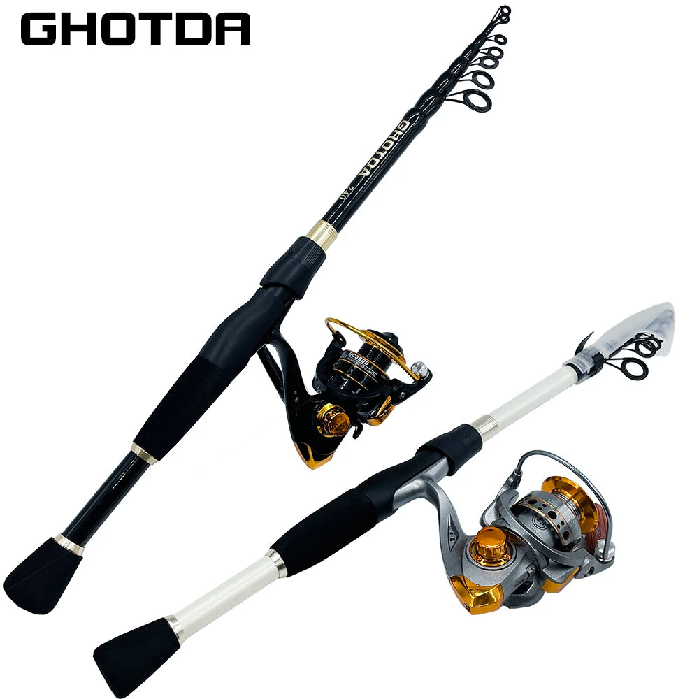 Ghotda 1.6-2.4M Telescopic Lure Rod With  Spining Reel combination High Speed Reel DC1000/2000/3000/4000Series