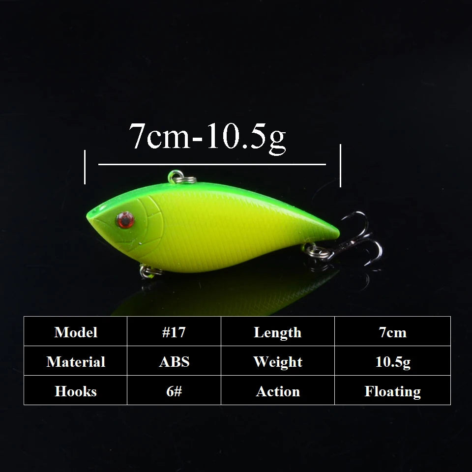 7cm 10.5g Vib Lure Hard Plastic Fish Artificial Bait for Fishing 3D Eyes Swimbait Crankbait Wobblers Fishing Lure