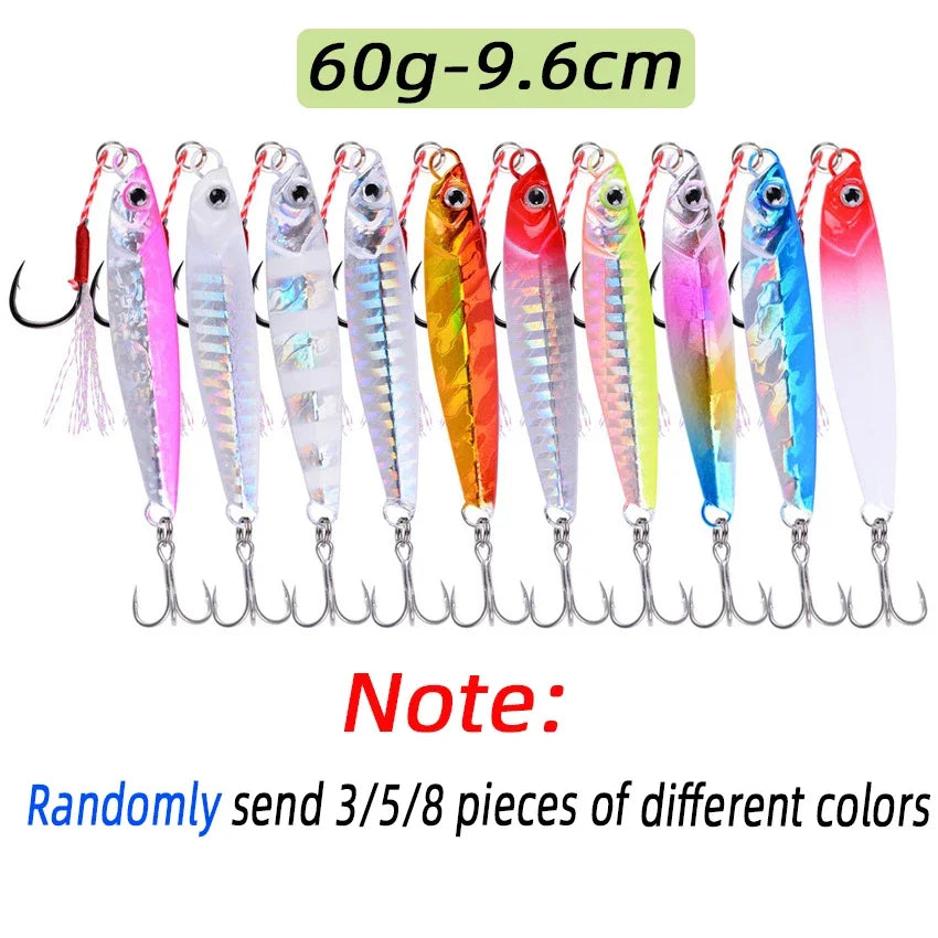 3/5/8pcs Metal Jig Fishing lure Set 7g 10g 14g 21g 28g 40g Sea Shore Casting Jigging lures Jigs Spoon Saltwater Artificial Bait