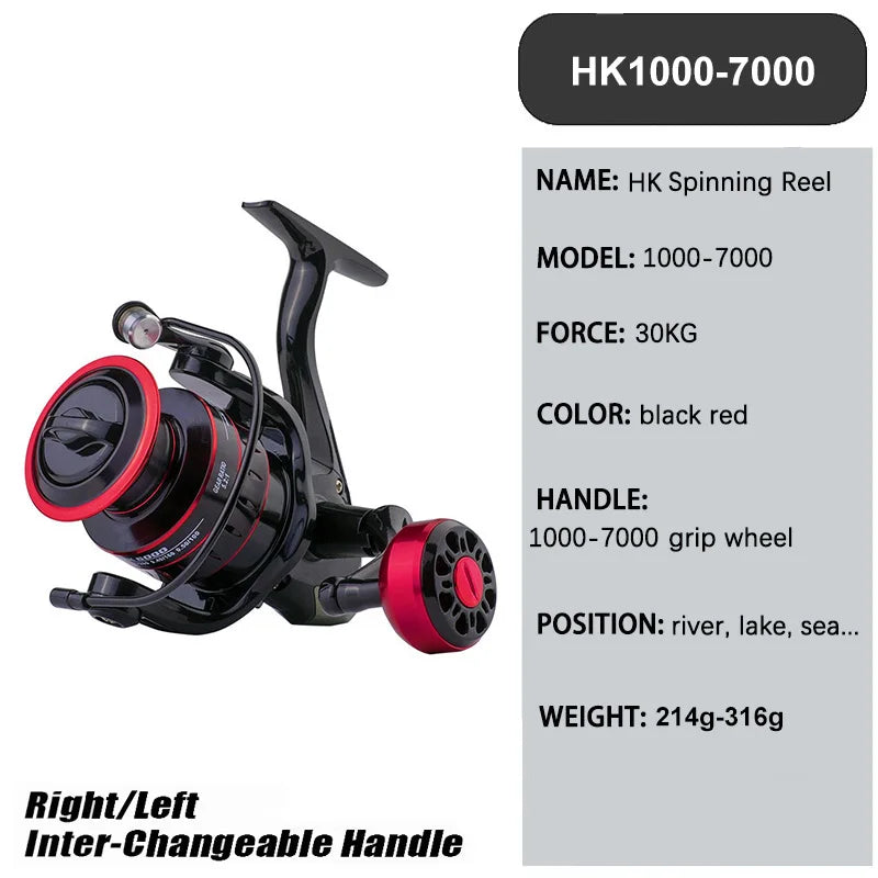 New Max Drag 30KG Right/left Inter-Changeable Handle Spool Fishing Reel Gear 5.2:1 Ratio High Speed Spinning Reel Casting Reel