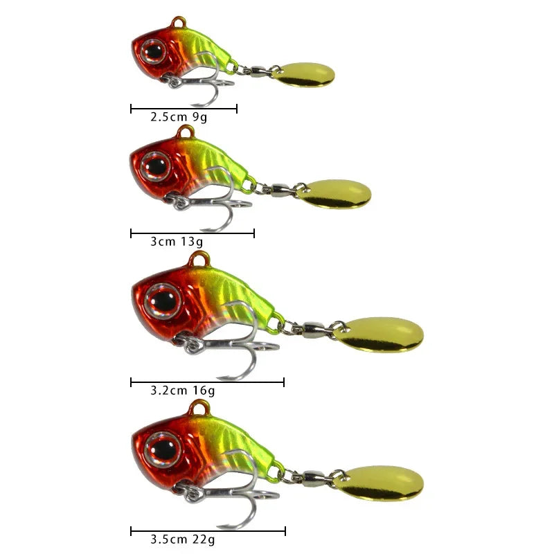 Metal Mini VIB With Spoon Fishing Lure 9/13/16/22G Fish Hooks Fishing Tackle Pin Crankbait Vibration Spinner Sinking Bait Lure