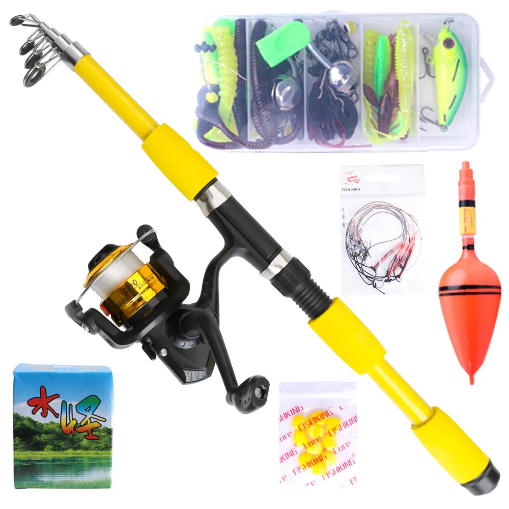 FTK 1.8m 2.1 m Telescopic Fishing Rod Reel Combo Full Kit Carbon Fiber Rod Pole Spinning Reel Fishing Bag Case Pesca Gear Set