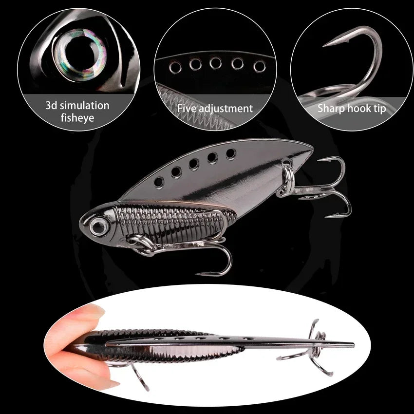 5Pcs Metal VIB Lure 7G 10G 15G 20G Vibrations Spoon Lure Fish Bait Bass Artificial Cicada Lure Vib Bait for Pesca Fishing Tackle