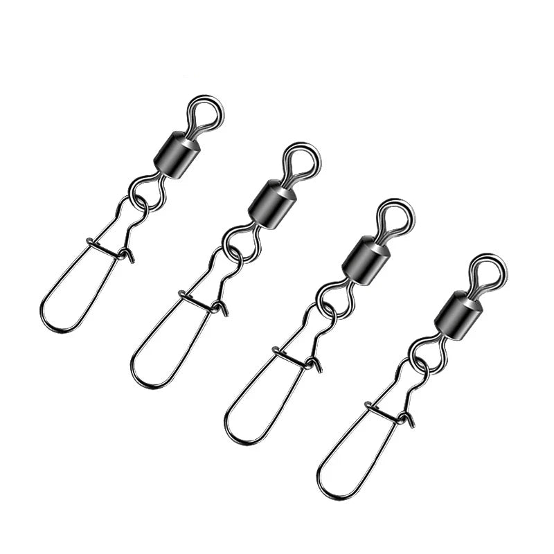 50PCS Fishing Connector Accessories Swivel Fishing Hooks Line Connectors Beads Swivel Stainless Steel Fish Tackle