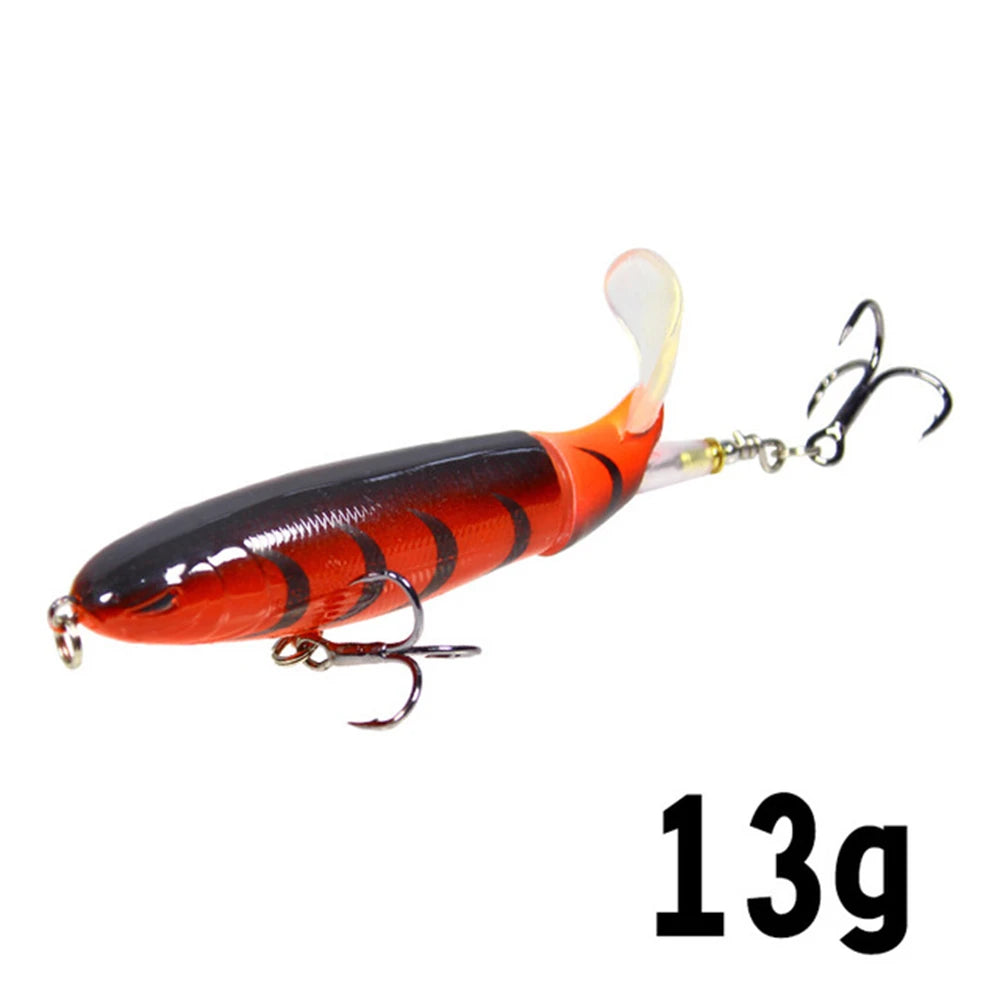 10cm/14cm Topwater Fishing Lure Whopper Popper Artificial Bait Hard Plopper Soft Rotating Tail Fishing Tackle Fishing Bait