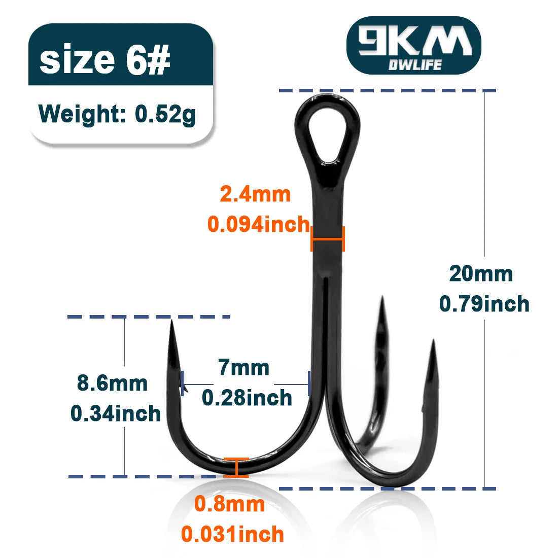 9KM Fishing Treble Hooks High Carbon Steel Brabed Sharp Triple Hook Fishing Hooks on Hard Lures Saltwater Fishing Accessories