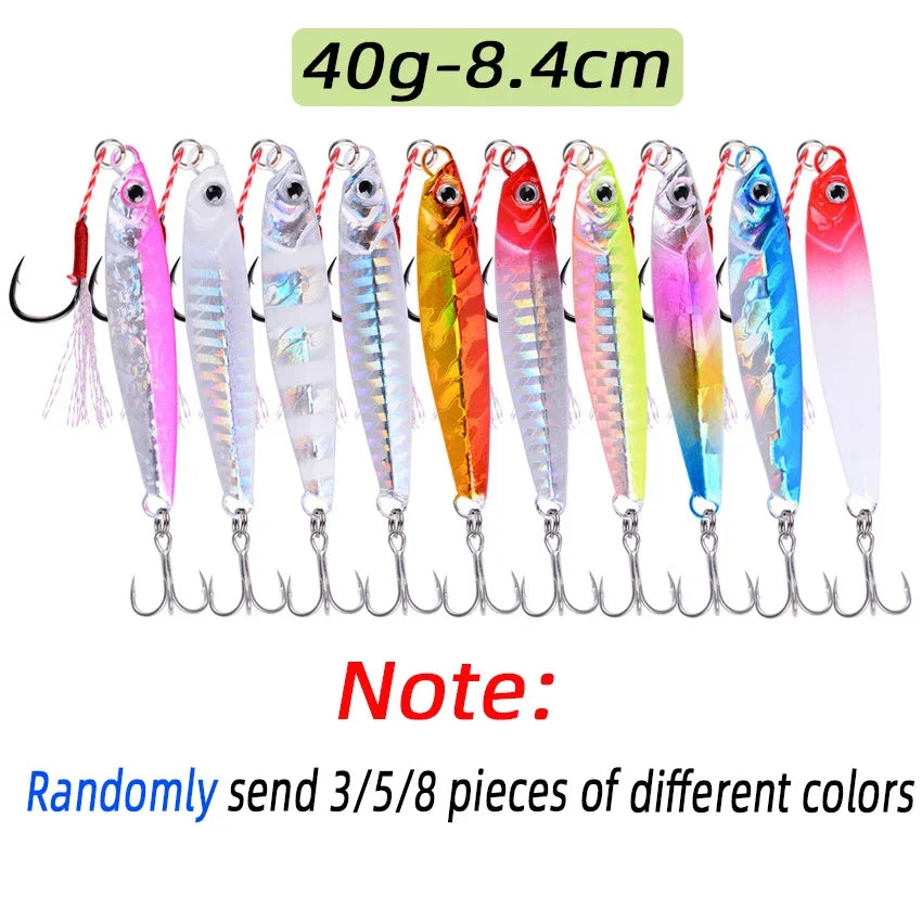 3/5/8pcs Metal Jig Fishing lure Set 7g 10g 14g 21g 28g 40g Sea Shore Casting Jigging lures Jigs Spoon Saltwater Artificial Bait