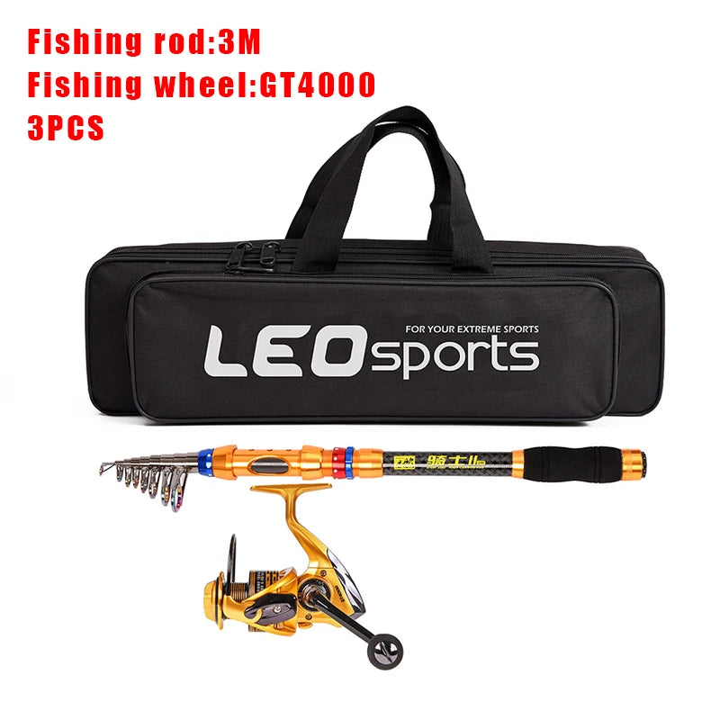 1.8-3.6m Feeder Sea Pole Combo Carbon Telescopic Spinning Fishing Rod Reel Set Short Travel Pole Combo Baitcasting Rod Full Set