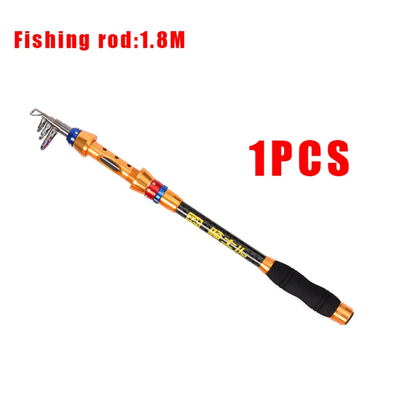 1.8-3.6m Feeder Sea Pole Combo Carbon Telescopic Spinning Fishing Rod Reel Set Short Travel Pole Combo Baitcasting Rod Full Set