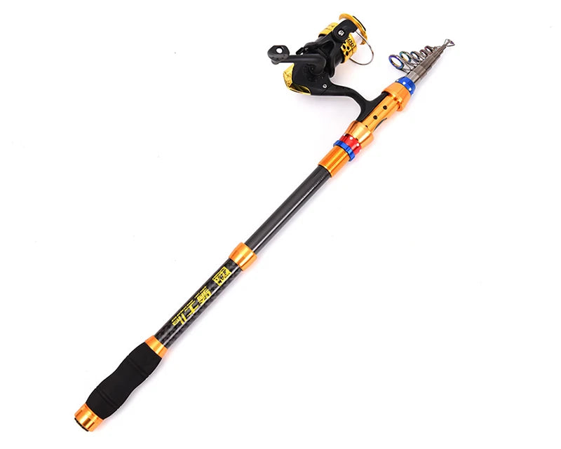 1.8-3.6m Feeder Sea Pole Combo Carbon Telescopic Spinning Fishing Rod Reel Set Short Travel Pole Combo Baitcasting Rod Full Set