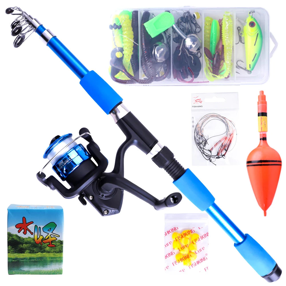 FTK 1.8m 2.1 m Telescopic Fishing Rod Reel Combo Full Kit Carbon Fiber Rod Pole Spinning Reel Fishing Bag Case Pesca Gear Set