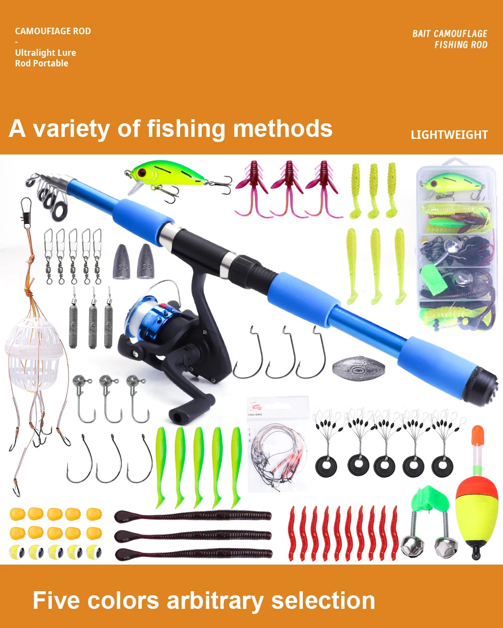 FTK 1.8m 2.1 m Telescopic Fishing Rod Reel Combo Full Kit Carbon Fiber Rod Pole Spinning Reel Fishing Bag Case Pesca Gear Set