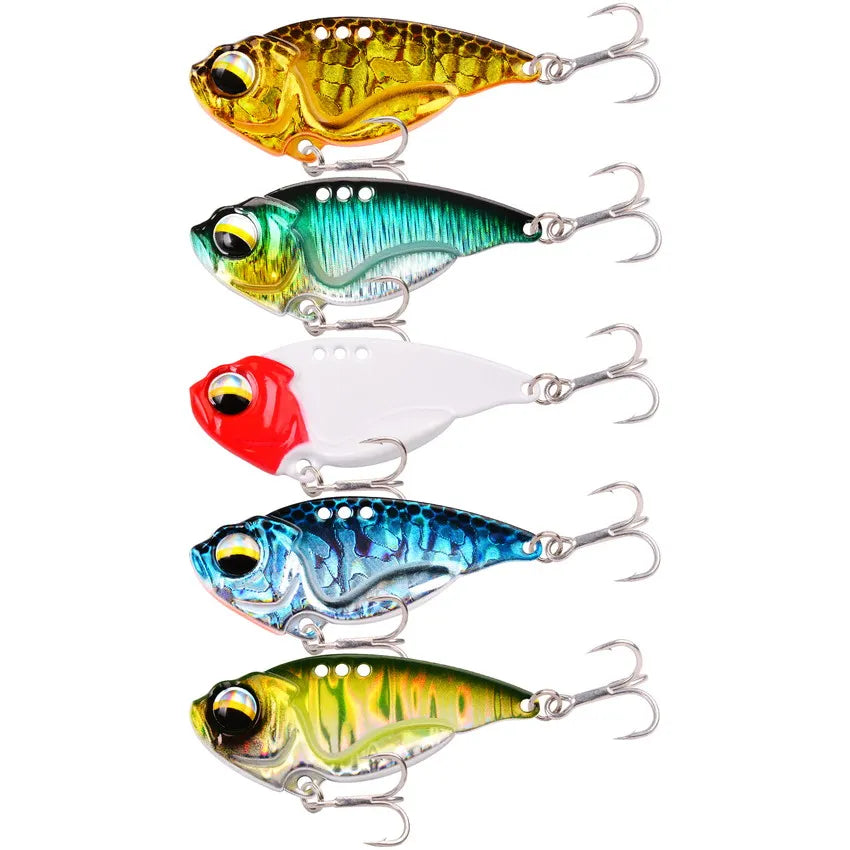 5Pcs/lot Metal Vib Rotating Vibration Sinking Fishing Lure 5g 9g 12g Blade Fish Lure Baits Artificial Vibe for Bass Pike Perch