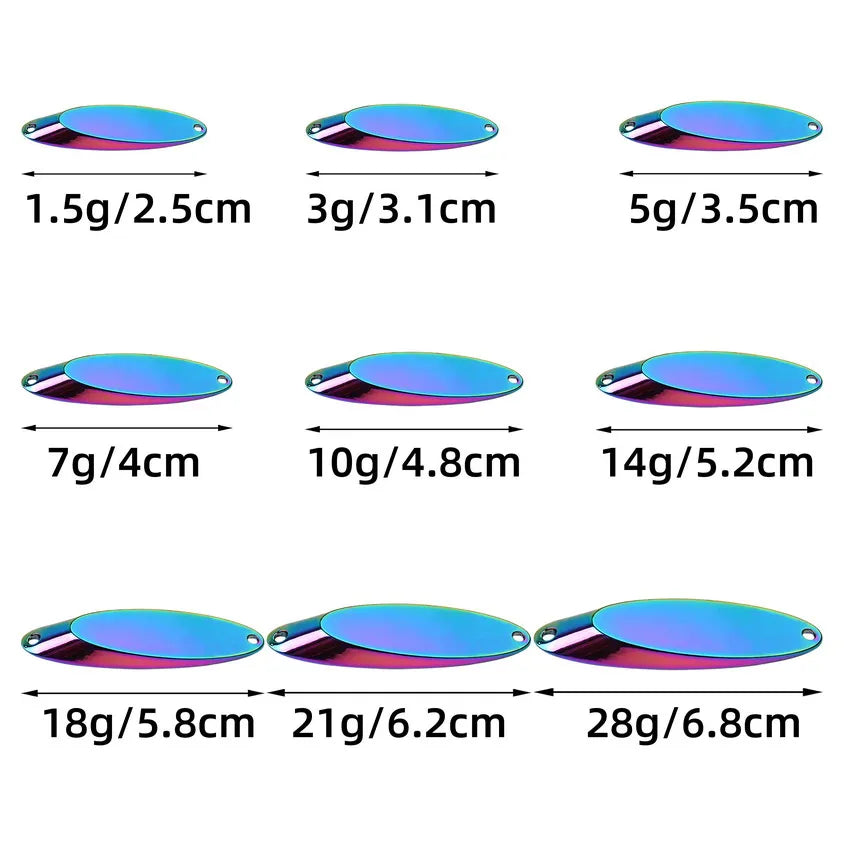 1 件装 3 克 7 克 14 克 21 克 28 克 56 克金属旋转匙形鱼饵硬饵旋转诱饵适用于鳟鱼梭子鱼 Pesca Peche 三重钩渔具