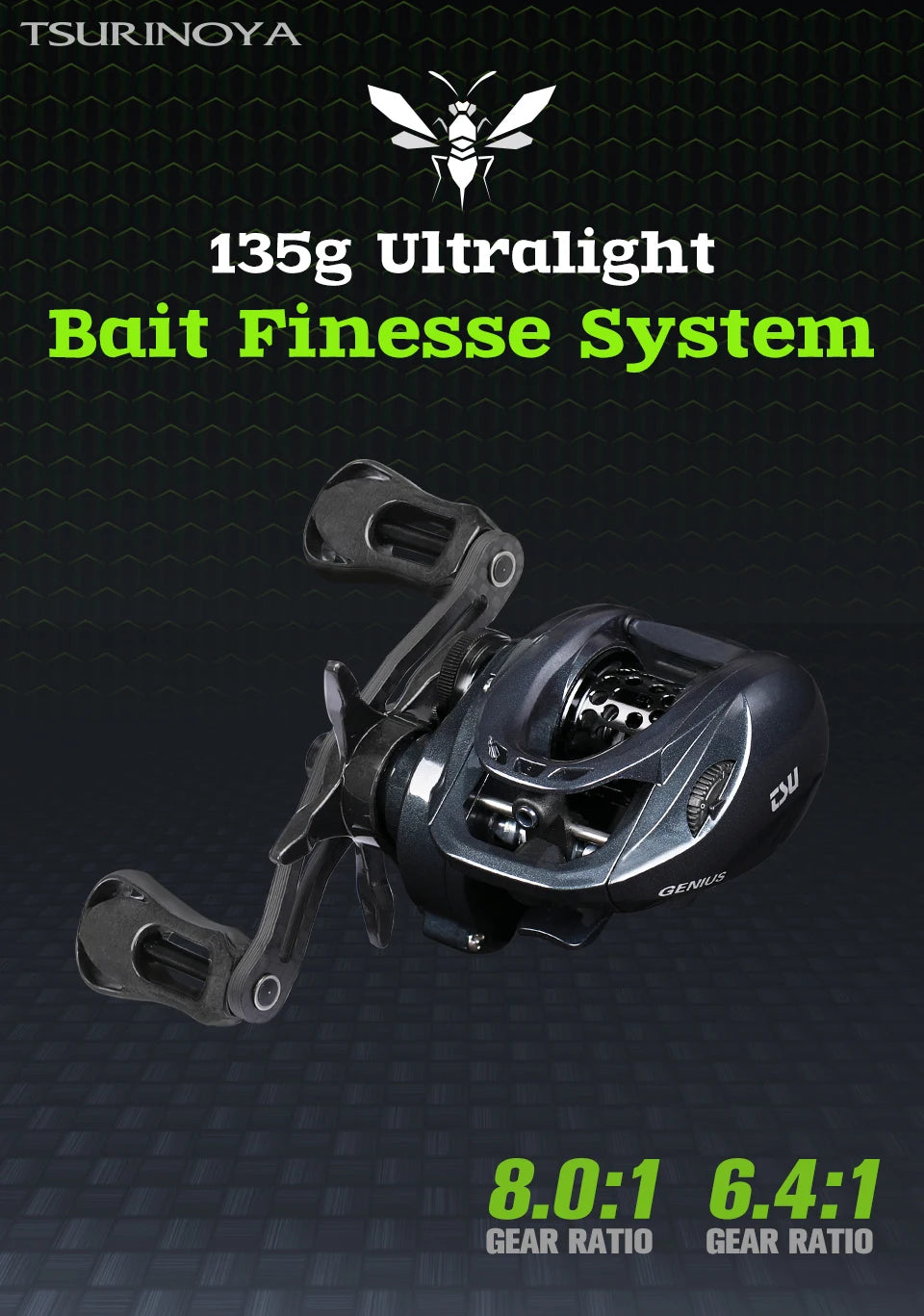 TSURINOYA 135g Ultra light Baitcasting Fishing Reel GENIUS 50H ELF 50 6.5g Spool 6.4:1 8:1 Bait Finesse Light Game Casting Reel