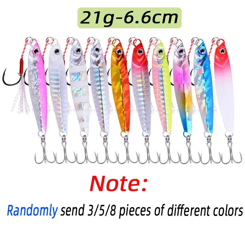 3/5/8pcs Metal Jig Fishing lure Set 7g 10g 14g 21g 28g 40g Sea Shore Casting Jigging lures Jigs Spoon Saltwater Artificial Bait