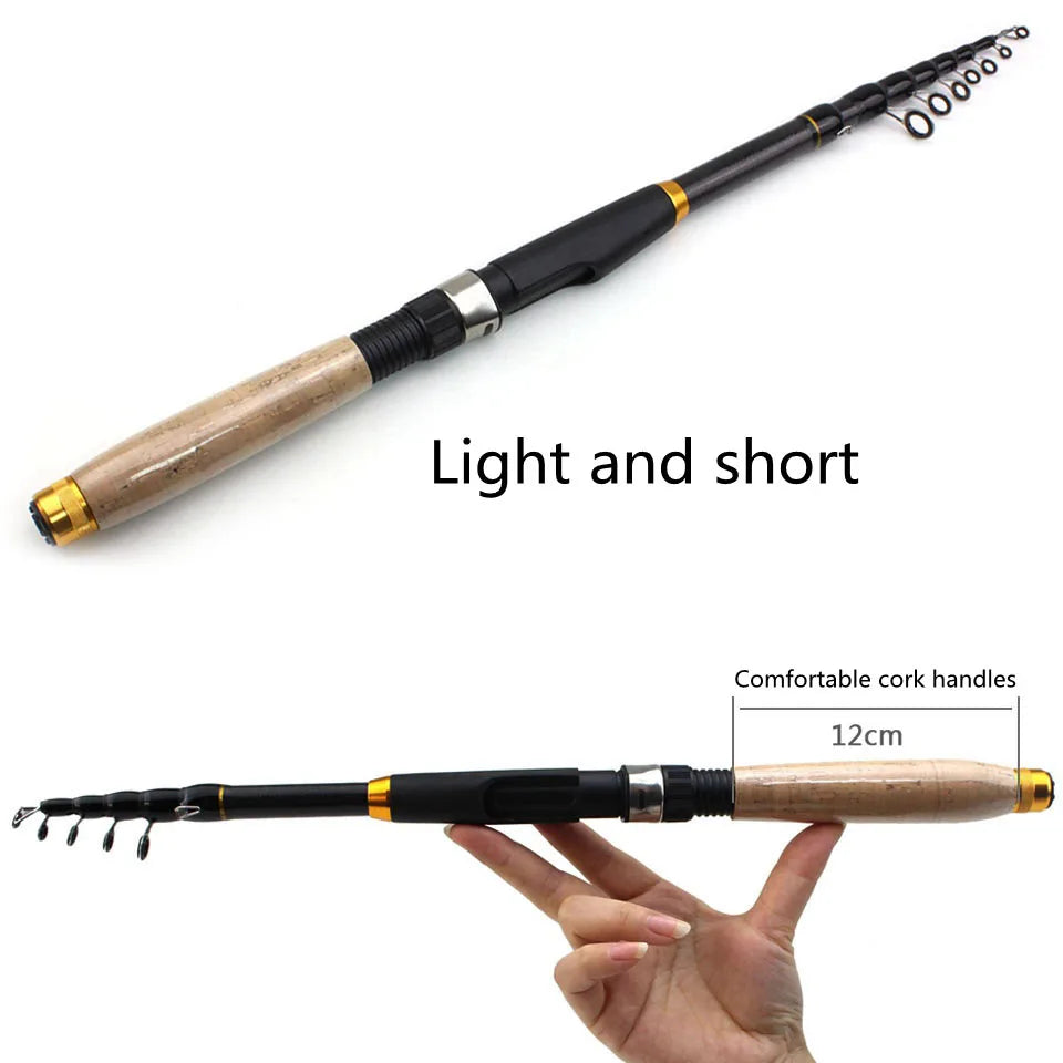 NEW 1.8m 2.1m 2.4m 2.7m 3.0m 3.6m Carbon Fiber Fishing Rod Super Short Pocket Portable Spinning Pole Telescopic Fishing Rod