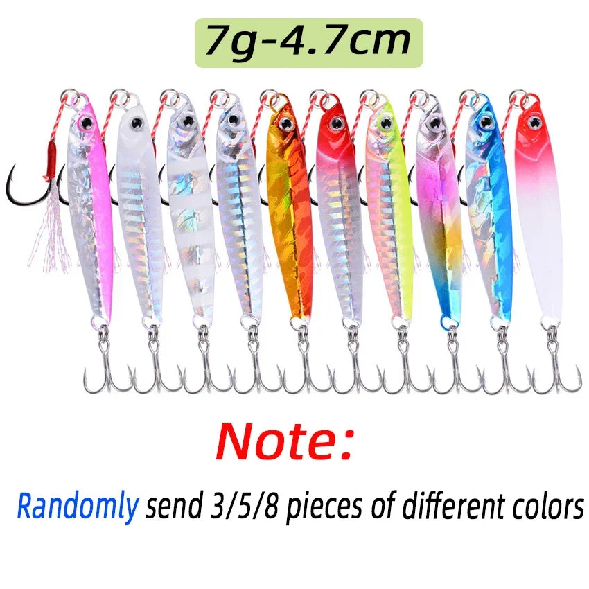 3/5/8pcs Metal Jig Fishing lure Set 7g 10g 14g 21g 28g 40g Sea Shore Casting Jigging lures Jigs Spoon Saltwater Artificial Bait