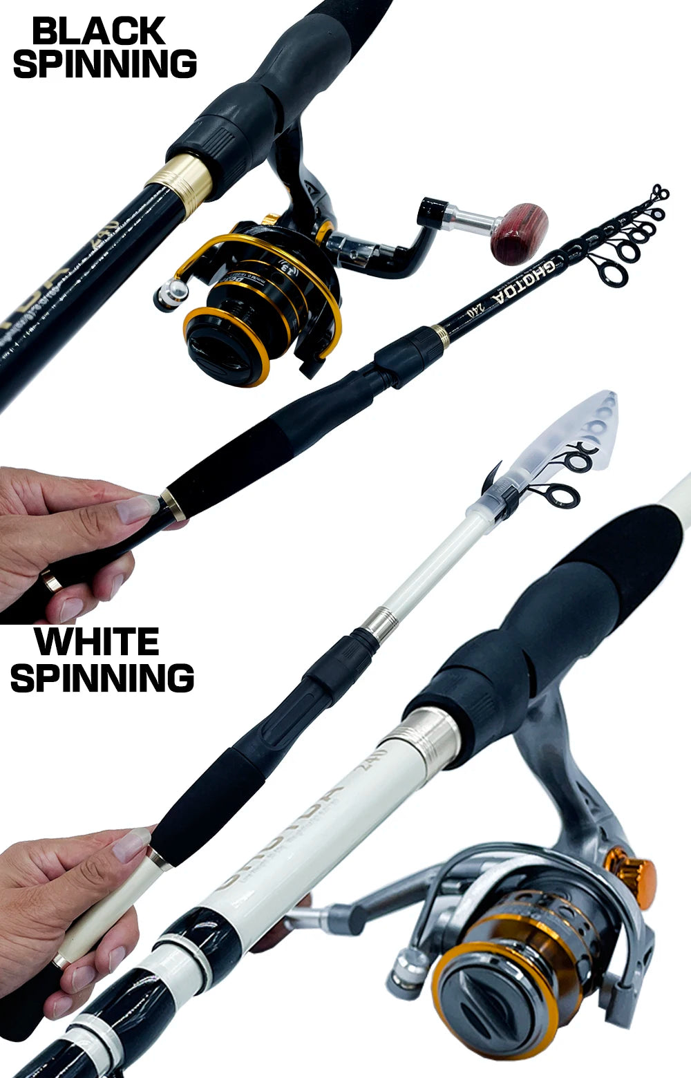 Ghotda 1.6-2.4M Telescopic Lure Rod With  Spining Reel combination High Speed Reel DC1000/2000/3000/4000Series