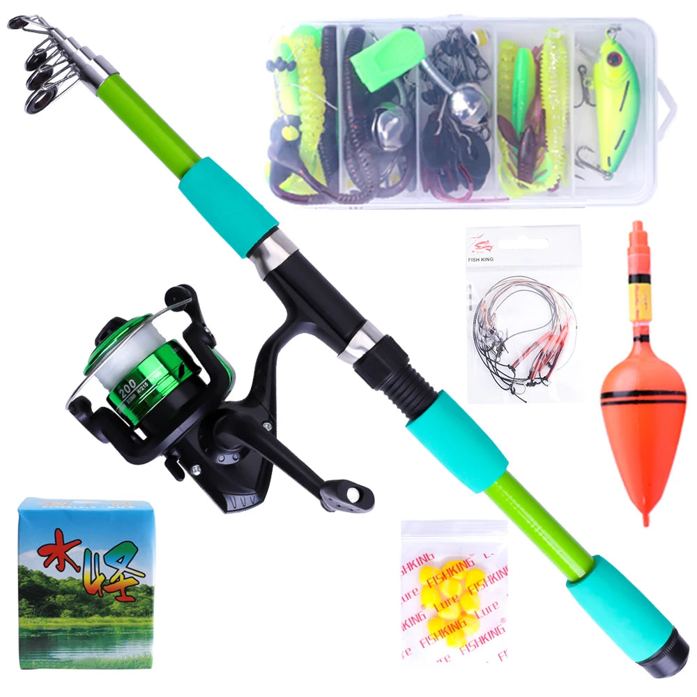 FTK 1.8m 2.1 m Telescopic Fishing Rod Reel Combo Full Kit Carbon Fiber Rod Pole Spinning Reel Fishing Bag Case Pesca Gear Set