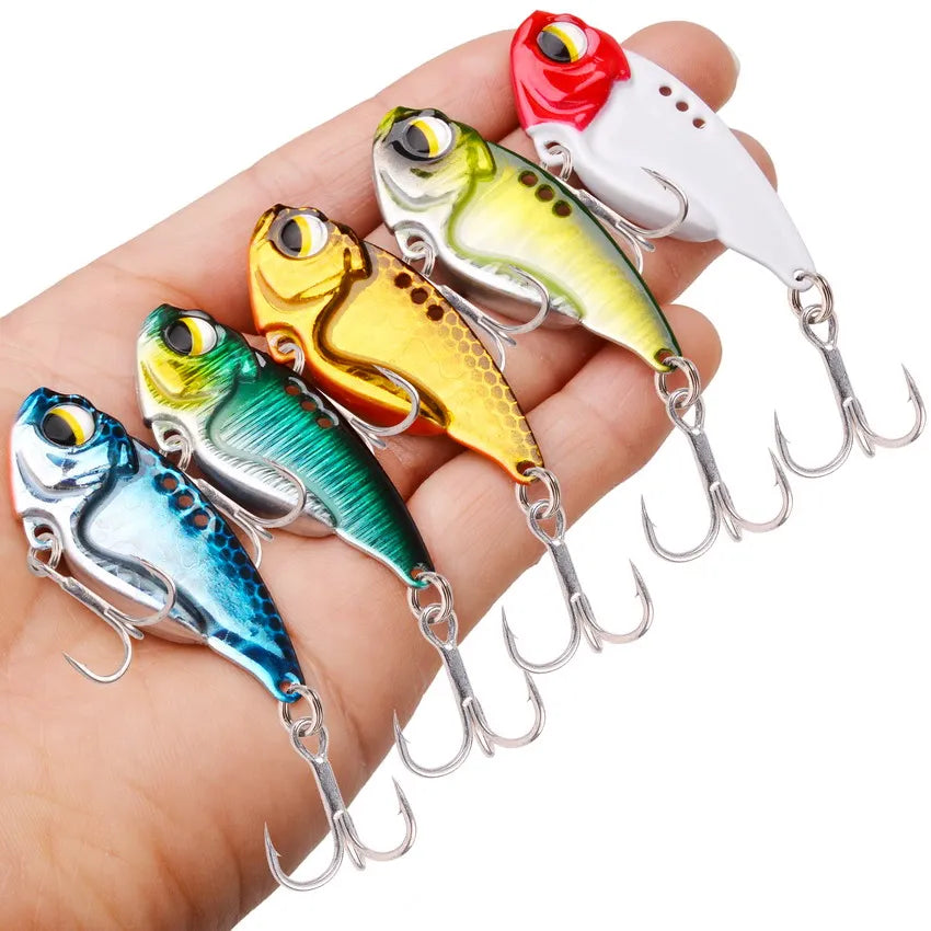 5Pcs/lot Metal Vib Rotating Vibration Sinking Fishing Lure 5g 9g 12g Blade Fish Lure Baits Artificial Vibe for Bass Pike Perch