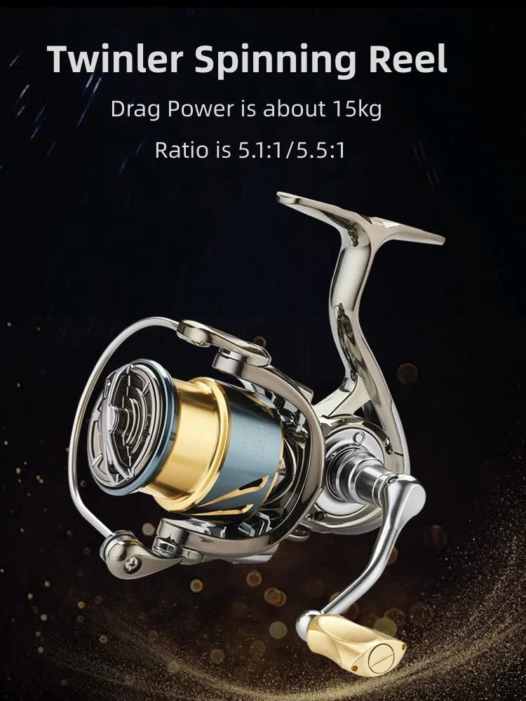 Mavllos Chaser Trout Spinning Reel, Drag Power 15Kg Ratio 5.1:1 Ultra Light Shallow Spool Bass Spinning Reel,Snapper Fishing Rod