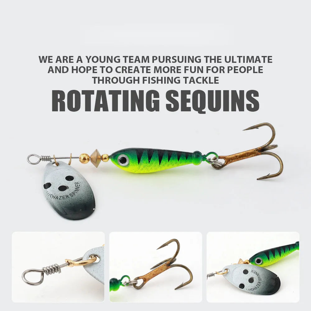 Rotating Metal Spinner Fishing Lures 11g 15g 18g Sequins Iscas Artificial Baits Metal VIB Hard Crap Bass Pike Treble Hook Tackle