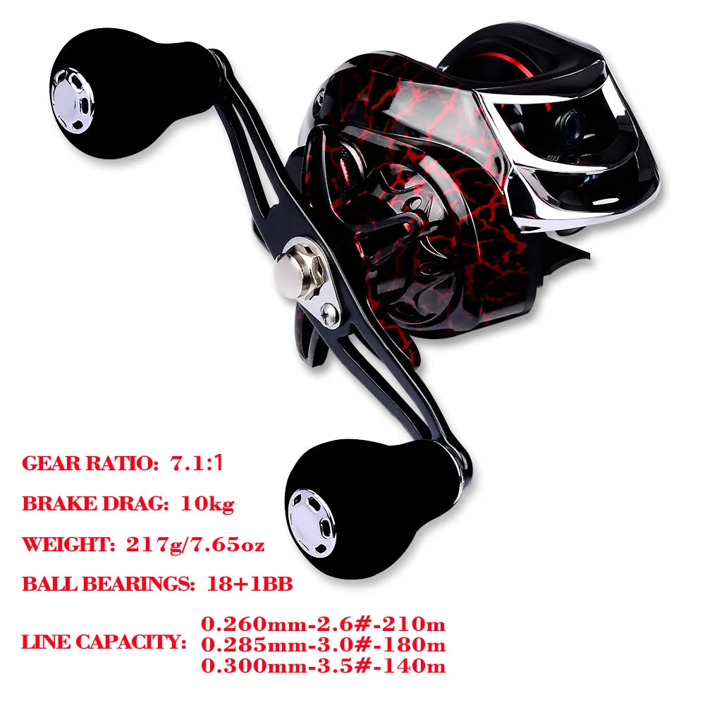 New JAPAN 18+1BB Dual Brake System Baitcasting Reel 8KG Max Drag 7.1:1 High Speed Fishing Reel for Carp Bass(Give Gifts)