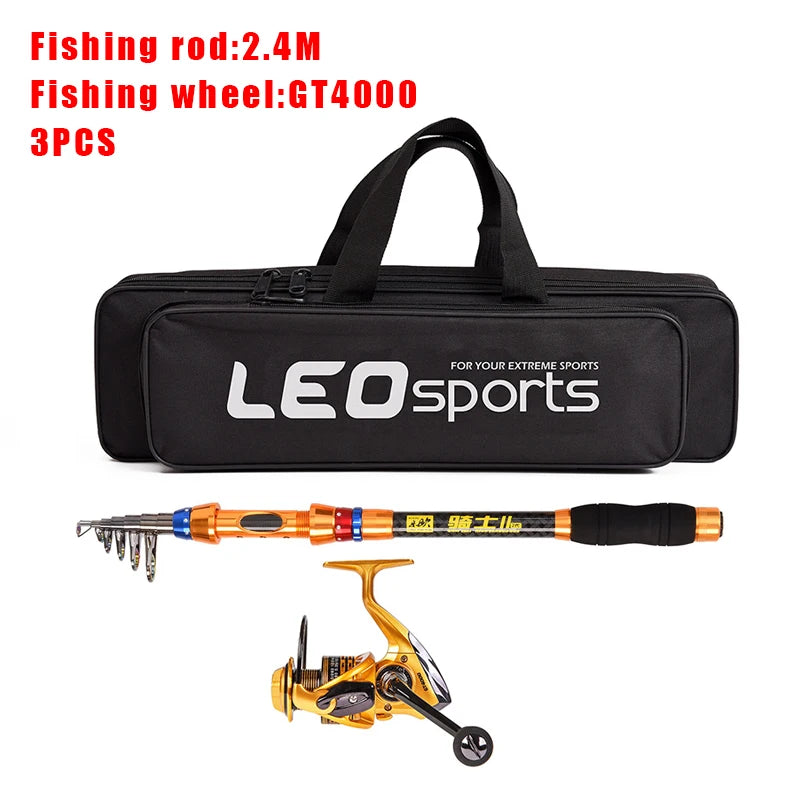 1.8-3.6m Feeder Sea Pole Combo Carbon Telescopic Spinning Fishing Rod Reel Set Short Travel Pole Combo Baitcasting Rod Full Set