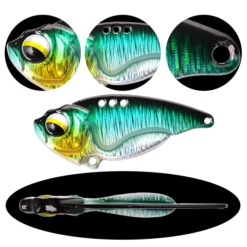 5Pcs/lot Metal Vib Rotating Vibration Sinking Fishing Lure 5g 9g 12g Blade Fish Lure Baits Artificial Vibe for Bass Pike Perch