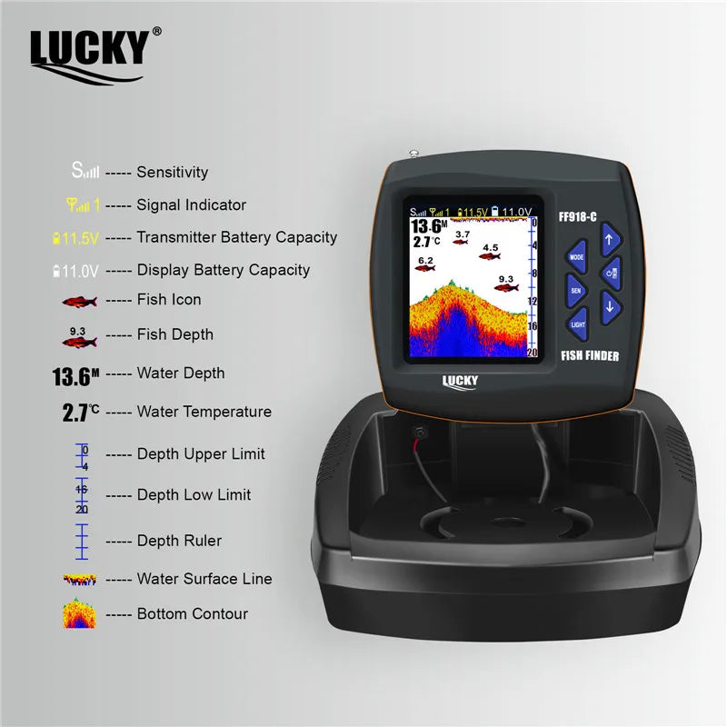 LUCKY FF918 Remote Control Bait Boat Fish Finder 3.5" LCD perating range 300m Depth Range 100M Wireless