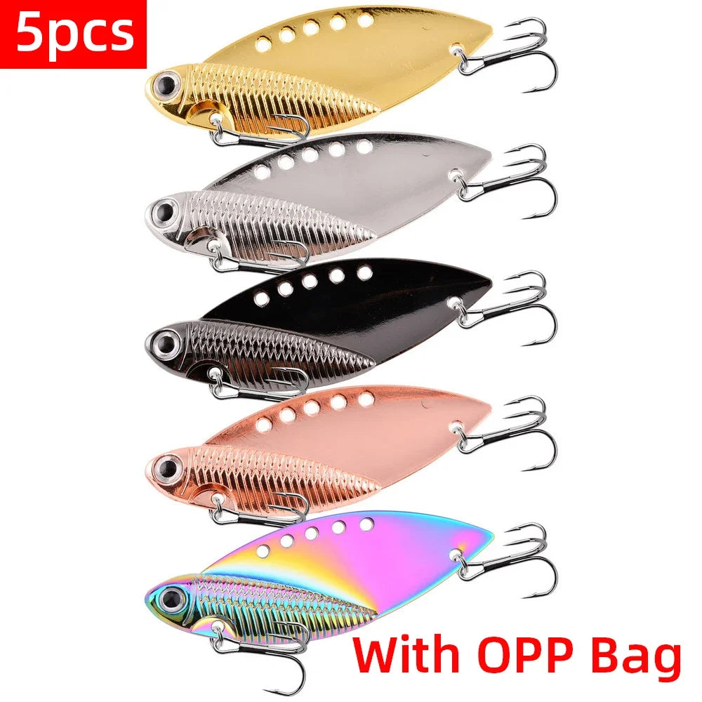 5Pcs Metal VIB Lure 7G 10G 15G 20G Vibrations Spoon Lure Fish Bait Bass Artificial Cicada Lure Vib Bait for Pesca Fishing Tackle