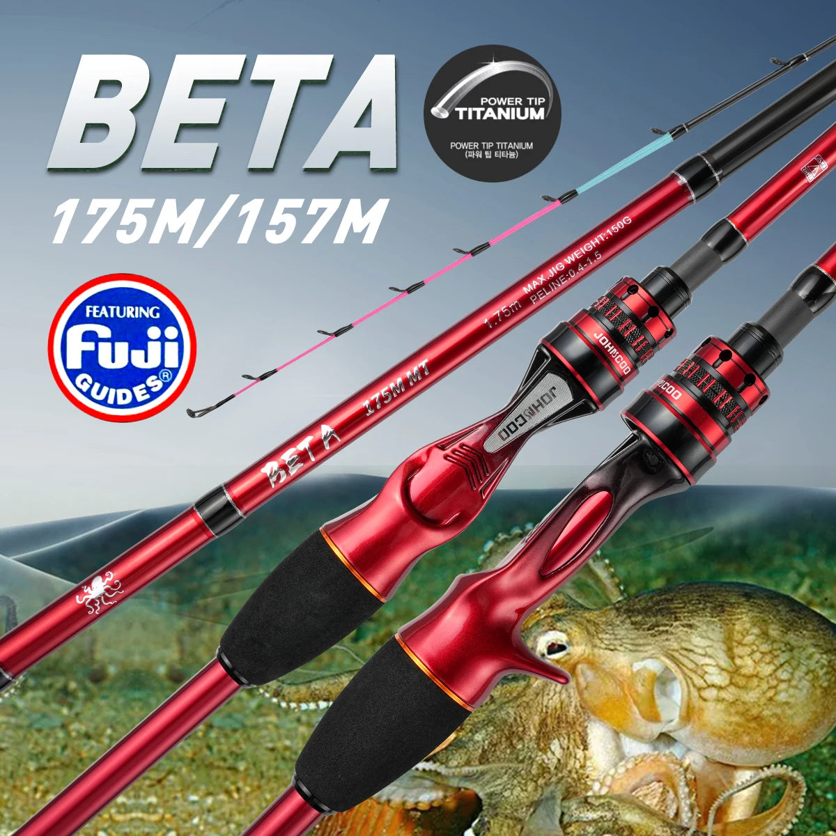 Sea Fishing Rod 175M MT Cuttlefish Rod Metal Top Octopus Fishing rod with Fuji rings Hanchi Fishing rod light weight