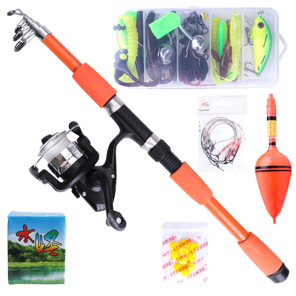 FTK 1.8m 2.1 m Telescopic Fishing Rod Reel Combo Full Kit Carbon Fiber Rod Pole Spinning Reel Fishing Bag Case Pesca Gear Set