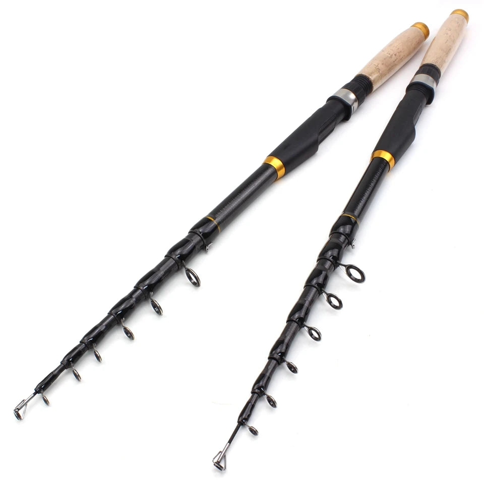 NEW 1.8m 2.1m 2.4m 2.7m 3.0m 3.6m Carbon Fiber Fishing Rod Super Short Pocket Portable Spinning Pole Telescopic Fishing Rod