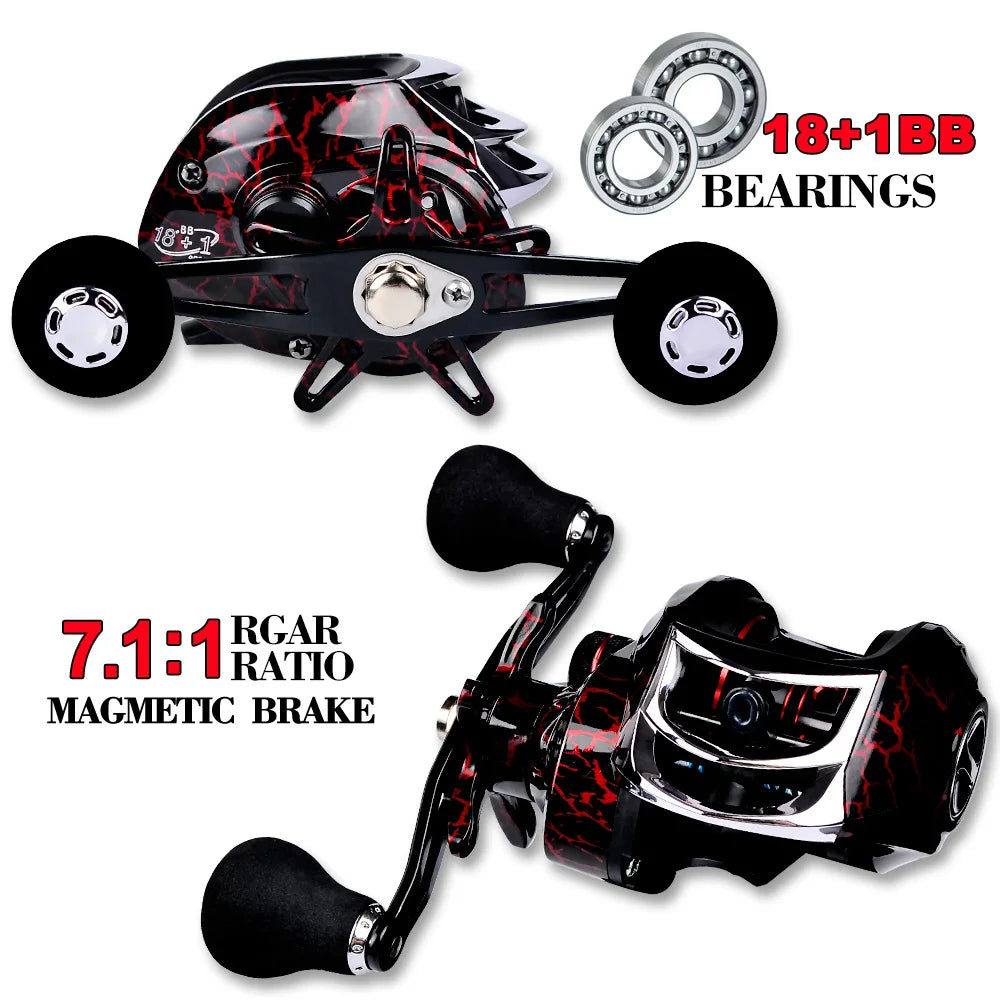 New JAPAN 18+1BB Dual Brake System Baitcasting Reel 8KG Max Drag 7.1:1 High Speed Fishing Reel for Carp Bass(Give Gifts)